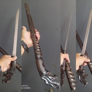 Golok Tongkat Baja Ukir Naga 50cm
