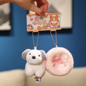 STVML Búp bê chó con Móc khóa nhồi bông hình tổ chó con Bùa túi Thú nhồi bông Đồ chơi nhồi bông búp bê Corgi Ba lô 9cm  dây chuyền nhồi bông Schnauzer Trang trí xe hơi