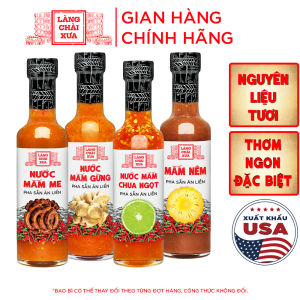 Combo 4 chai nước chấm pha sẵn (Mắm nêm Nước mắm chua ngọt Nước mắm gừng Nước mắm me) Làng Chài Xưa nguyên liệu tươi