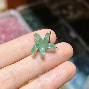 Q1898 Charm ngũ đồng điếu Thạch Anh Dâu Xanh sẵn lỗ 2li hợp Mộc & Hỏa - Phong Thủy TUDO