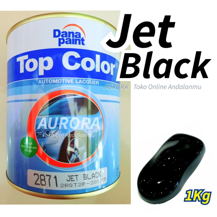 Cat JET BLACK Top Color Hitam Pekat Mengkilap Polos Solid 1Kilo