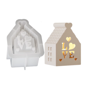 3D Silicone chủ khuôn cho trang trí nội thất và hàng thủ công đèn ban đêm khuôn chạm khoét hình ngôi nhà trang trí khuôn