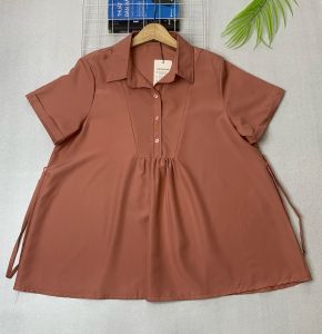 Áo bầu công sở sơ mi màu trắng HANNA dễ thương có size từ 40 đến 80kg vải lụa cao cấp thoáng mát mùa hè không nhăn
