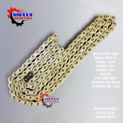 RANTAI RANTE RODA MOTOR 428H-124L MEGA PRO NEW MEGA PRO FI VERZA CB150R STREETFIRE OLD VIXION NVL VIXION NVA VIXION NEW JUPITER MX KING 150 JUPITER MX 150 GSX