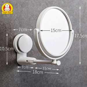 Super Bear Home กระจกแต่งหน้าติดผนัง กระจกติดผนังหมุนได้360องศา กระจกแต่งหน้าในห้องน้ำ กระจกติดห้องน้ำ ไม่ต้องเจาะผนัง