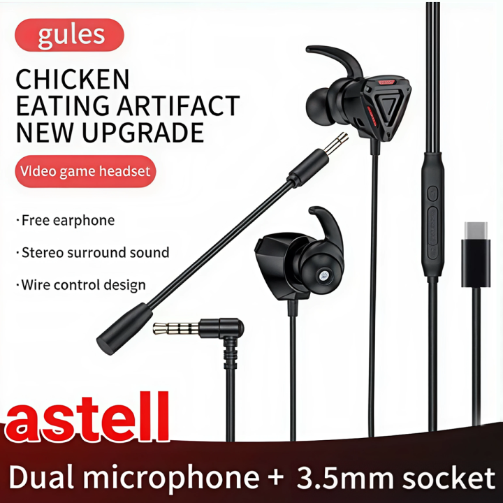 Headset Earphone Gaming Astell AT-90 AT-80 Type C For Mobile