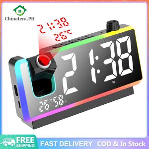 Projection Alarm Clock Large LED Display RGB Night Light LED Mirror for Hearing Impaired & Deaf People
