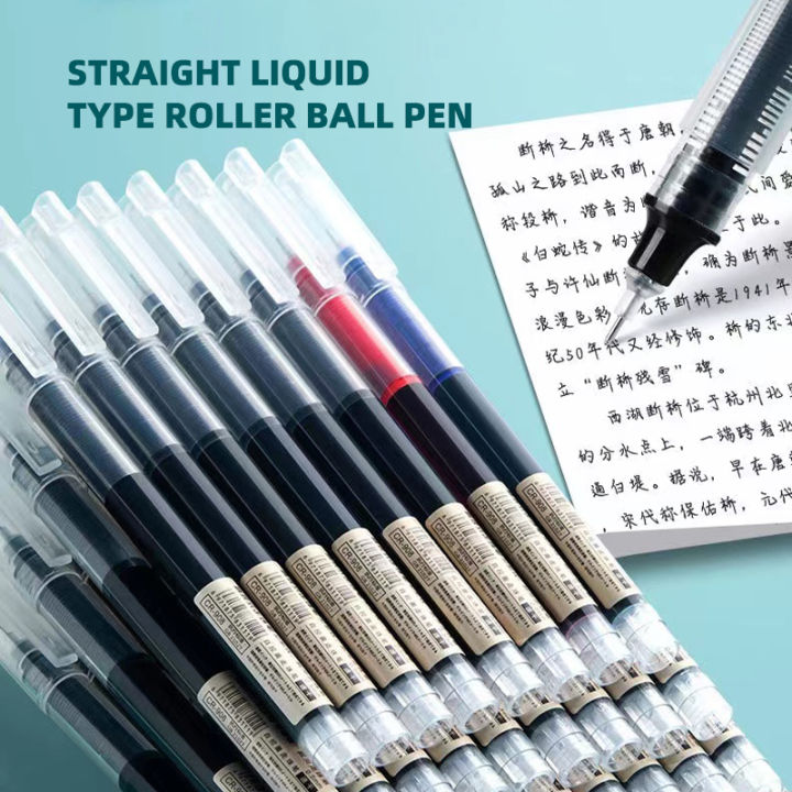 10pcs Straight liquid ballpoint pen Rolling Ball Pens, Quick-Drying Ink ...