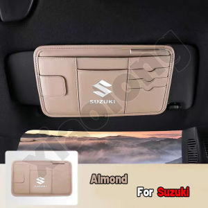 High quality Leather Sun Visor multi functional Storage Clip Glasses Clip Card Clip ID Storage Interior Organize Accessories Car dedicated For Suzuki Alto Swift APV Ertiga Celerio Carry Grand Vitara Jimny Vitara Kizashi SX4 Swift Dzire Wagon R+ Baleno Est
