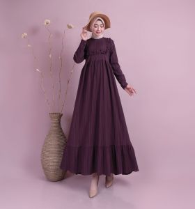 Nuriel Shop - Nura Collection - Baju Muslim & Jumpsuit - Baju Gamis Wanita Model Terbaru Bahan Lady Crush - Gamis Nabila