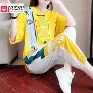 Yushu Tracksuit Women 2022 New Suit Female Summer Casual Loose Korean womens fashion womens fashion short sleeve 2 piece set women