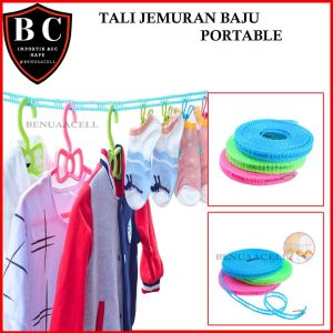 TALI GANTUNGAN JEMURAN PAKAIAN / TALI JEMURAN BAJU PORTABLE DENGAN KAIT