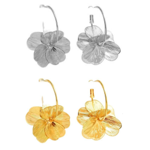 Vintage Geometric Flower Petal Drop Earrings for Women Fashion Statement Hanging Ear Rings Party Accessories