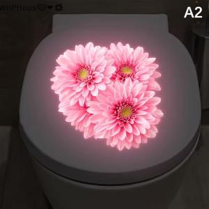 WP💓💛💖 Glow-in-the-Dark Flower Rabbit Toilet Lid Decal Self-Adhesive Removable Toilet Sticker Wall Sticker Home Bathroom Decor