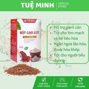 Bột gạo lức giảm cân Tuệ Minh bột gạo lứt giảm mỡ bụng (1 hộp 0.5 kg) giúp giảm cân tự nhiên tốt cho hệ tiêu hóa xương khớp người ăn kiêng tiểu đường