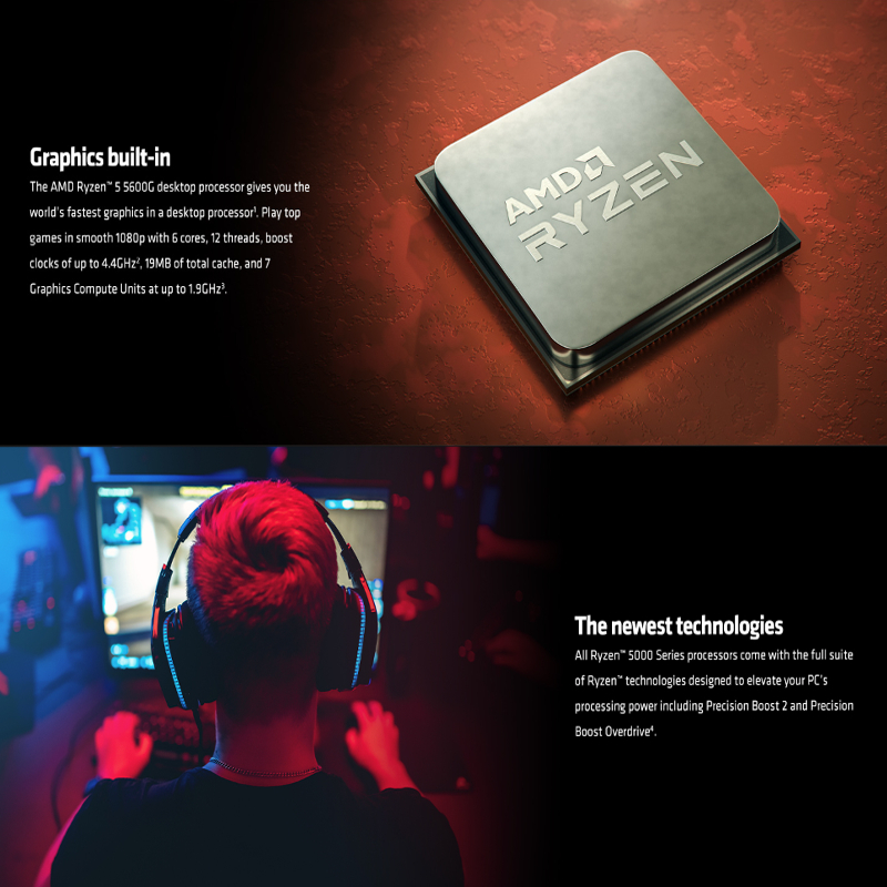 AMD Ryzen 5 5600G / R5-5600 / R5-3400G Desktop Processor AM4 Socket 6-Core 12-Thread