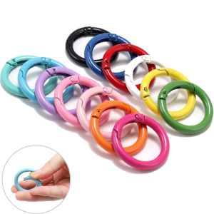 DUOJI 5 Pcs Metal O Ring Keychain Clips Colorful 25mm Spring Clasp Buckles Connector Durable Openable Round Carabiner Keychain Making