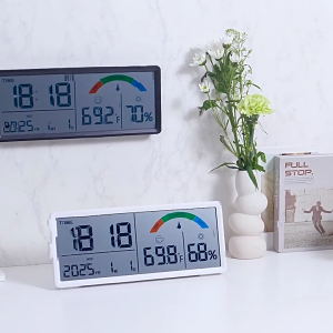Multifunction Large LCD Digital Clock with Temperature and Humidity Display Operated Supprt Stand for Desk Wall