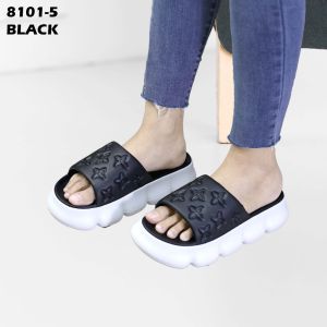 Sandal Slop Wedges Wanita Karet Tebal  Import  W8101-5 Slop Wanita  Karet Sandal Wanita Wedges  Kekinian Import