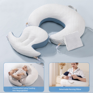 BESTOUR 2-in-1 Baby Nursing Pillow 15° Slope Soft Breastfeeding Pillow Multi-functional Anti-vomiting Design Head-up Training Pillow Feeding Time