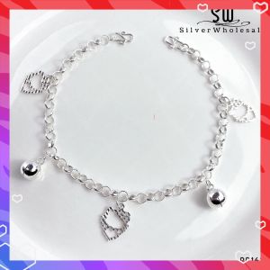 SilverWholesale #BB162 Original Silver 925 "Hello Kitty Heart" Baby Bracelet Anklet (Gelang Kaki/Tangan untuk Baby)