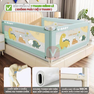Thanh Chắn Giường V-BABY 2026 Cho Bé N002 Nâng Hạ 1 Và 2 Bên - 1 Thanh Chắn 1 Mặt Giường