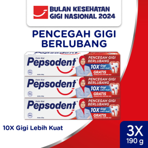 Pepsodent Pasta Gigi Pencegah Gigi Berlubang White 190gr x3