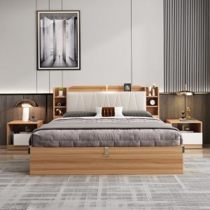 HDB Storage Bed Frame with Storage Drawers Double Bed Bedframe Wooden Bed Queen King Bed Solid Wood Bed Multi-Functional Tatami Drawer High Storage Bed Frame