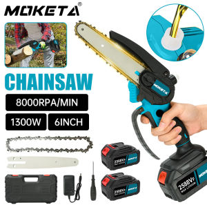 MOKETA 6 Inch Cordless Electric Chainsaw Electric Saw 1300W Heavy Duty Power Electric Pruning Saw
