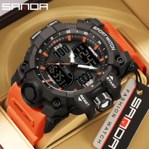 SANDA 6126 Dual Display Men Watches Waterproof Sports Watch Military Man Alarm Stopwatch Quartz Wristwatch Male Digital Clock