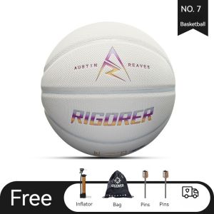Rigorer Austin Reaves Basketball Ball Original Size 7 indoor Outdoor Authentic Wear Resistant Team Sports Basketball PU Leather Training Equipment For Adult with Net + Bag + 2 Pins and inflator