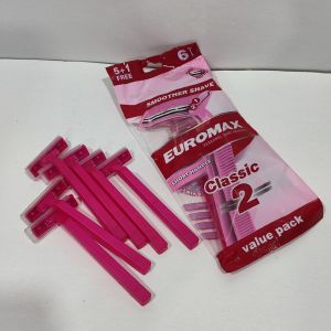 6 cái dao cạo râu hồng EUROMAX 2 lưỡi.
