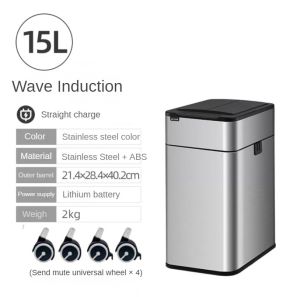 SUPERSS 9/15/20L Smart Induction Trash Can Automatic Intelligent Sensor Dustbin Bathroom Waste Garbage Bins Household Toilet Large Capacity Waterproof Bin With lid