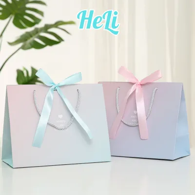 HC0006 (XANH TÍM) TÚI GIẤY ĐỰNG QUÀ CAO CẤP KÈM RUY BĂNG SANG TRỌNG TÚI QUÀ TẶNG MÀU XANH TÍM