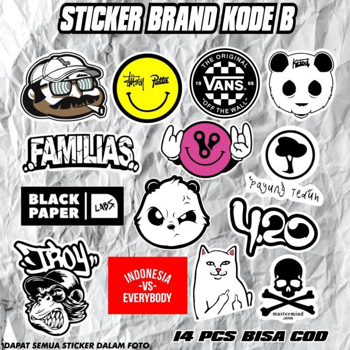 Sticker Distro Brand Kode.B Isi 14 Pcs Sticker Murah Design IP.Sticker ...