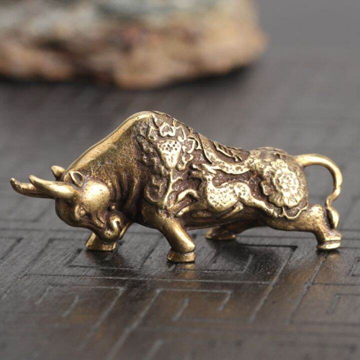 Miniatur Patung Banteng Tembaga Mini Pajangan Dekorasi Meja Patung Adu