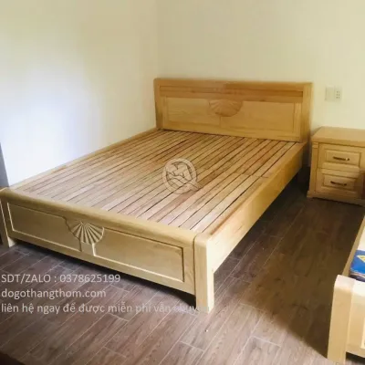 giường ngủ gỗ sồi phòng ngủ