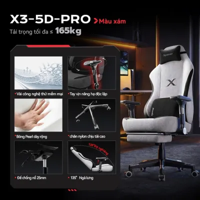 Ghế chơi game Xpanse 003 có đệm không cánh nâng cấp vải Nano-Tech 135° tựa lưng có thể điều chỉnh thiết kế tiện dụng trong nhiều giờ làm việc và chơi game thoải mái