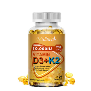 Mulittea Vitamin D3K2 10000IU  Original For Bone &joint  Vitamin K2 + D3  Health  Meningkatkan penyerapan kalsium -120 kapsul