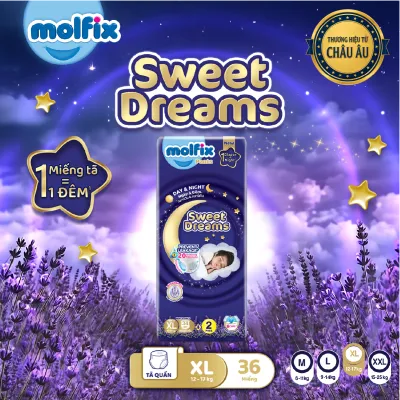 [QUÀ TẶNG GIỚI HẠN – ĐƠN 299K/799K] Tã quần Molfix Sweet Dreams Jumbo XL 34+2 miếng