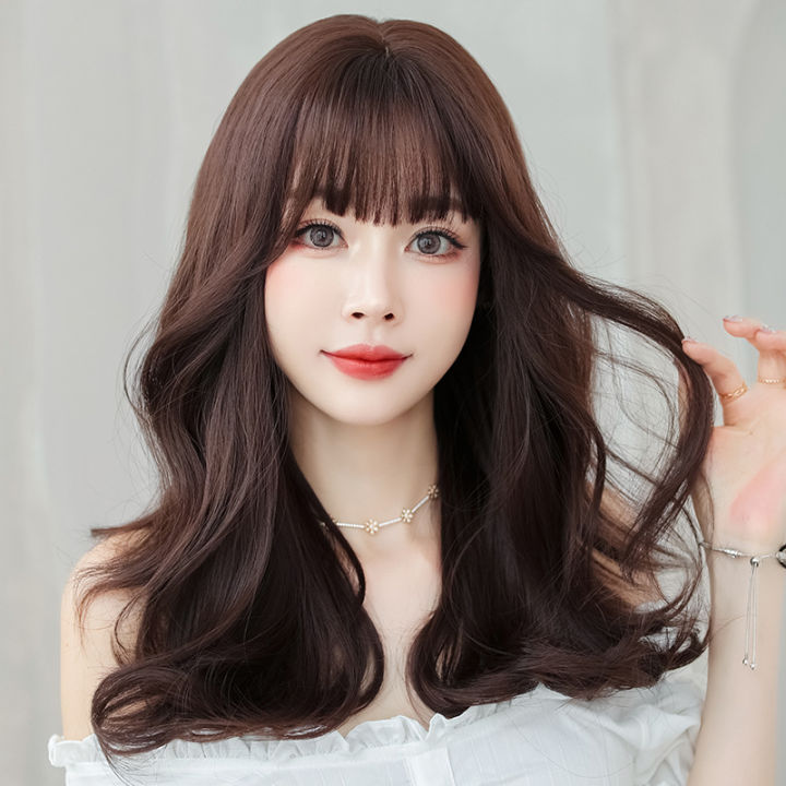 TSE Wig female long curly hair wigs natural full head cover Korean ...