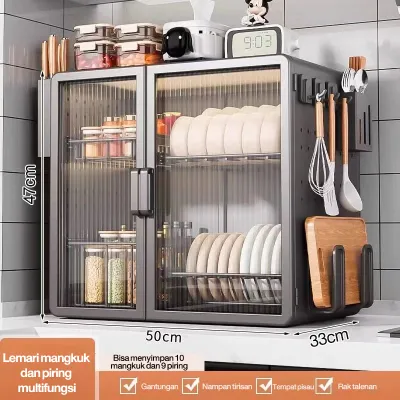 Rak Lemari Piring Rak Lemari Dapur Rak Penyimpanan Dapur Dengan Pintu Bumbu Penyelenggara
