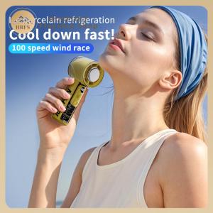 【HRFS】 Rechargeable Handheld Fan with 3000mAh Power LED Indicator 100 Speed Levels Small Portable Fan for Travel and Home