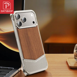 OATSBASF Walnut Metal Frame Shockproof Mobile Phone Case Support Magsafe for IPhone 17Pro Max/17 Pro