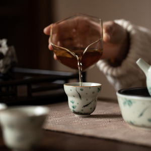 草木灰纯手绘釉下彩陶瓷功夫茶具主人杯品茗杯葫芦仿古茶杯可批发