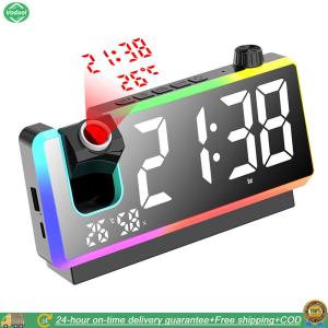 [New] Digital Alarm Clock Large LED Display RGB Night Light LED Mirror for Hearing Impaired & Deaf People