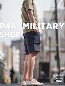 Maden Navy Blue P44 Cargo Joggers Shorts Men Loose Cotton Large Pocket Work Tactical Short Pants Amekaji Casual Knitted Shorts2026