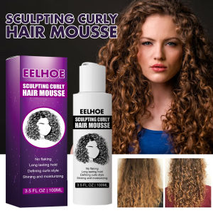 【Hot Sale】Eelhoe Sculpting Curly Hair Mousse Styling Mousse Curl Mousse Curly Hair Products Curl Moisturizer Wavy Hair Frizz Control Sculpting Curl Hair Boost Defining Cream(100ml)