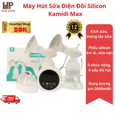 Máy Hút Sữa Điện Đôi Có Dây Kamidi Max Phễu Hút Silicon Mềm Mại Kèm Bình Sữa Có Núm Ti Cho Bé
