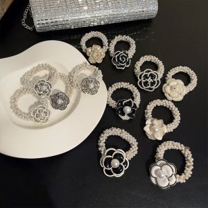 [Treetop Culture] korean ladys elegant Camellia Flower foral pearl hair tie with ribbon hair clip